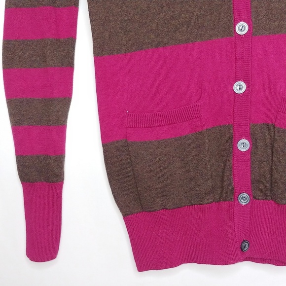 Decree berry pink and brown cardigan size Medium - Picture 3 of 6